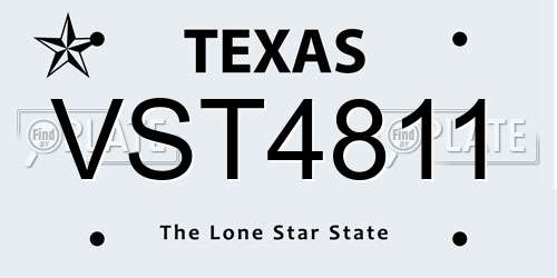 VST4811 Texas License Plate