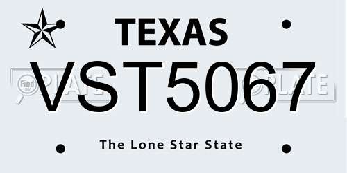 VST5067 Texas License Plate