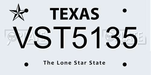 VST5135 Texas License Plate