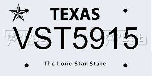VST5915 Texas License Plate