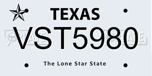 VST5980 Texas License Plate