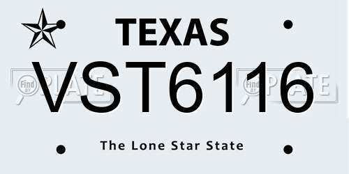 VST6116 Texas License Plate