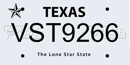 VST9266 Texas License Plate