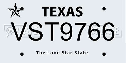 VST9766 Texas License Plate