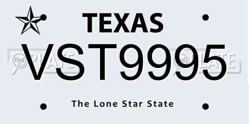 VST9995 Texas License Plate