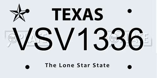 VSV1336 Texas License Plate