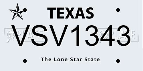VSV1343 Texas License Plate