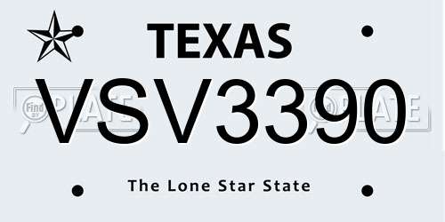 VSV3390 Texas License Plate
