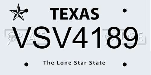 VSV4189 Texas License Plate