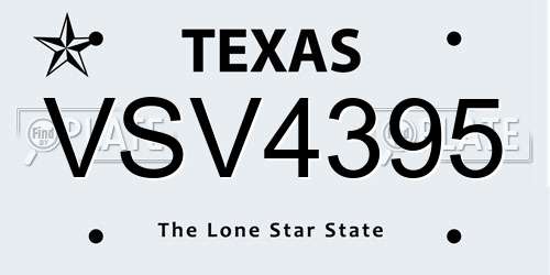 VSV4395 Texas License Plate