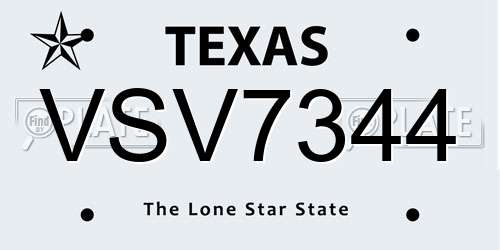 VSV7344 Texas License Plate