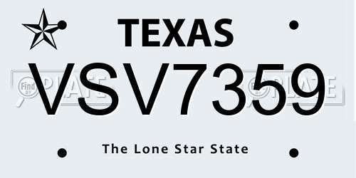 VSV7359 Texas License Plate