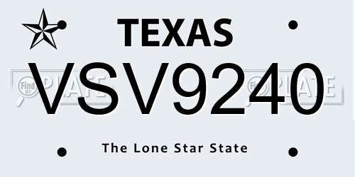 VSV9240 Texas License Plate