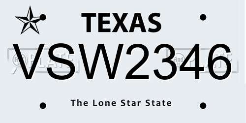 VSW2346 Texas License Plate