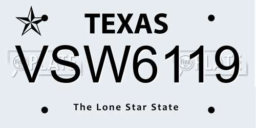 VSW6119 Texas License Plate