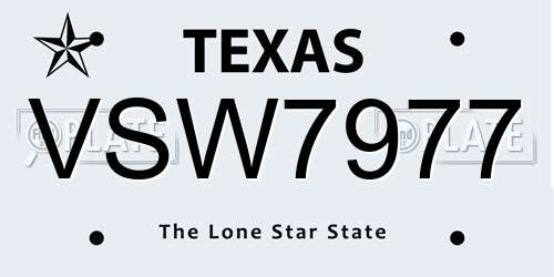 VSW7977 Texas License Plate