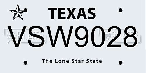VSW9028 Texas License Plate