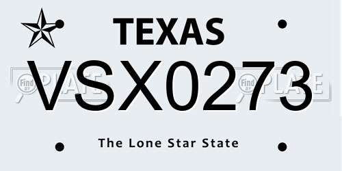 VSX0273 Texas License Plate