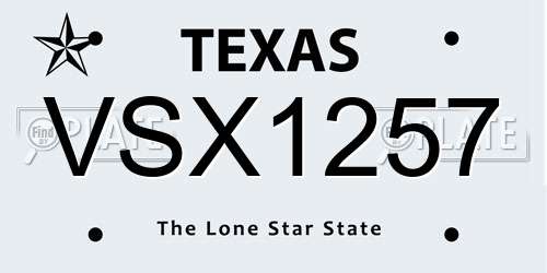 VSX1257 Texas License Plate
