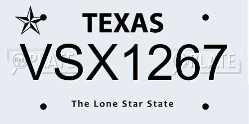 VSX1267 Texas License Plate