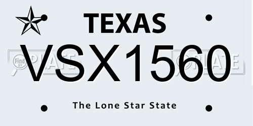 VSX1560 Texas License Plate