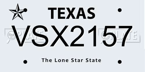 VSX2157 Texas License Plate