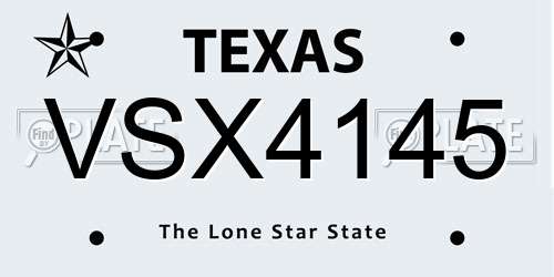 VSX4145 Texas License Plate