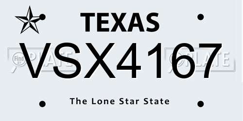 VSX4167 Texas License Plate