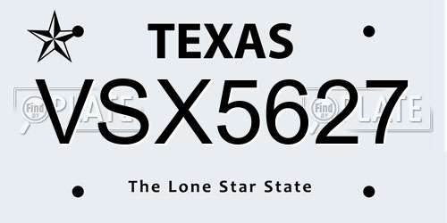 VSX5627 Texas License Plate