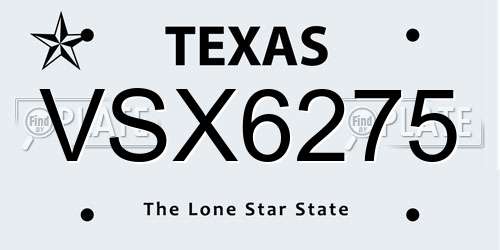 VSX6275 Texas License Plate