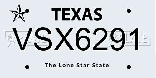 VSX6291 Texas License Plate