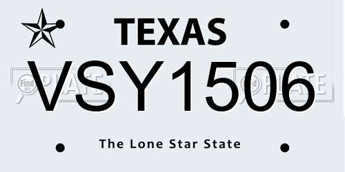 VSY1506 Texas License Plate