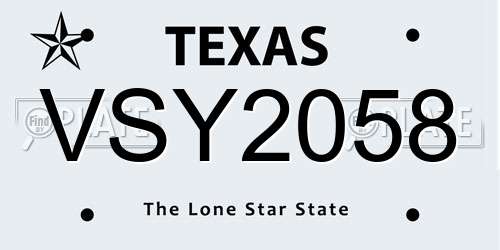 VSY2058 Texas License Plate