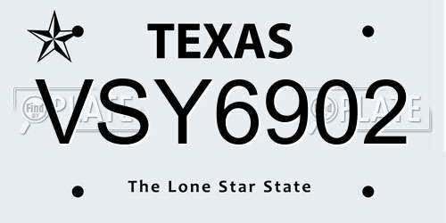 VSY6902 Texas License Plate
