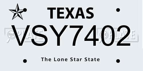 VSY7402 Texas License Plate