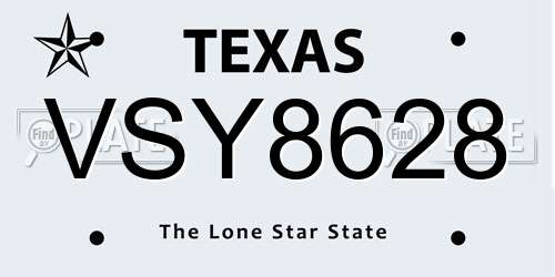 VSY8628 Texas License Plate