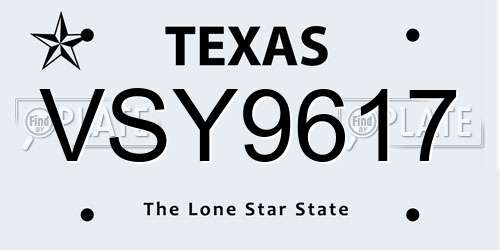 VSY9617 Texas License Plate