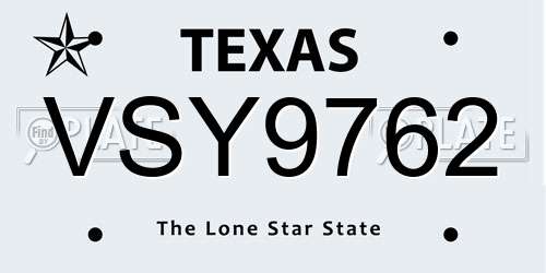 VSY9762 Texas License Plate