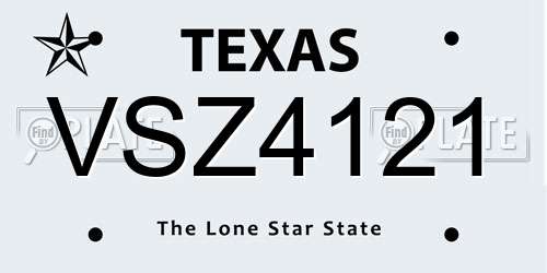 VSZ4121 Texas License Plate