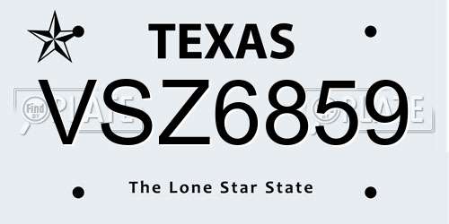 VSZ6859 Texas License Plate