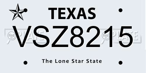 VSZ8215 Texas License Plate