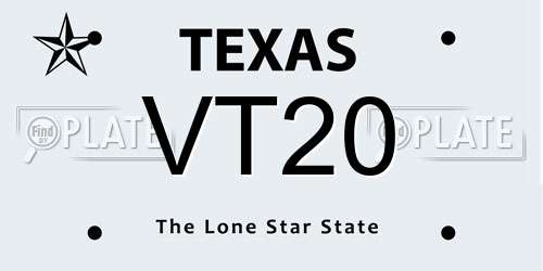 VT20 Texas License Plate