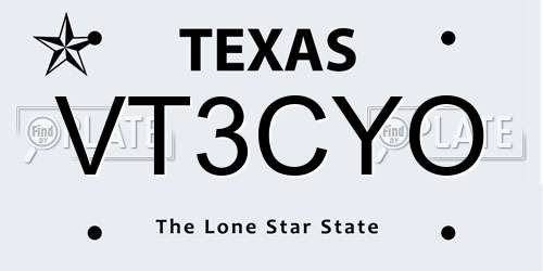 VT3CYO Texas License Plate