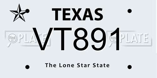 VT891 Texas License Plate