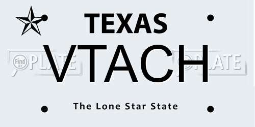 VTACH Texas License Plate