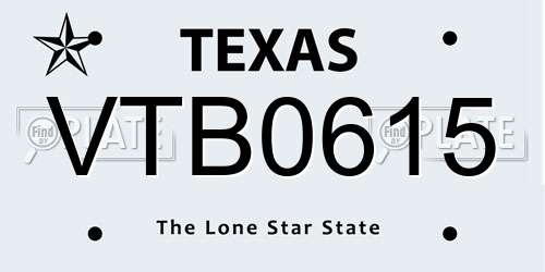 VTB0615 Texas License Plate