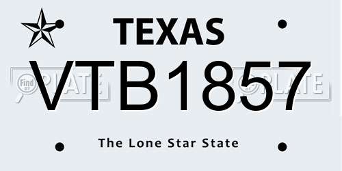 VTB1857 Texas License Plate