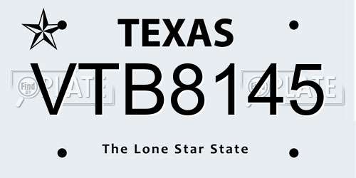 VTB8145 Texas License Plate