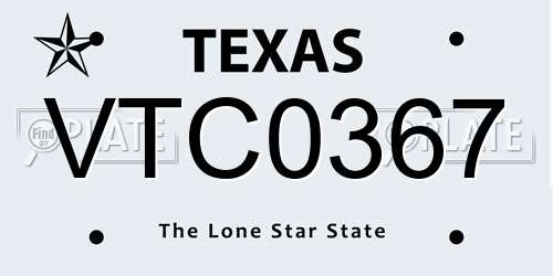 VTC0367 Texas License Plate