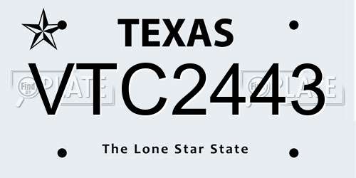 VTC2443 Texas License Plate
